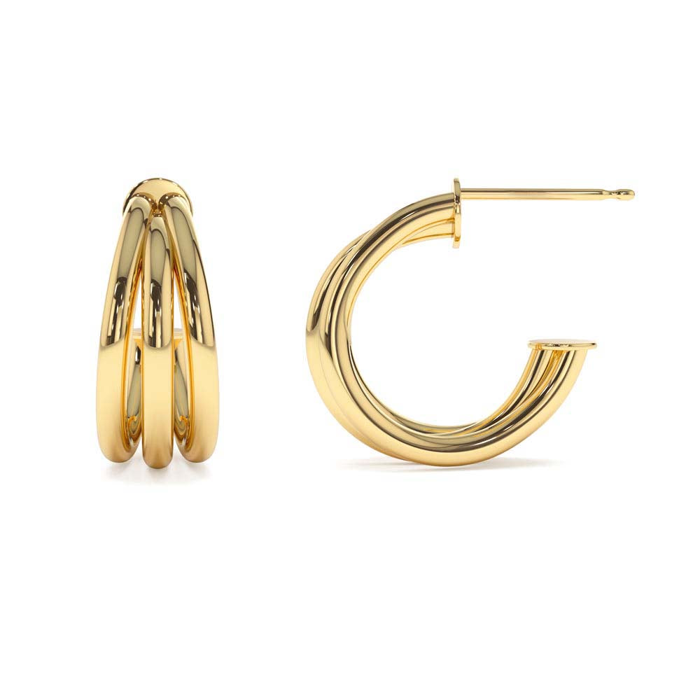 14K Triple Row Hoop Earrings - view 4