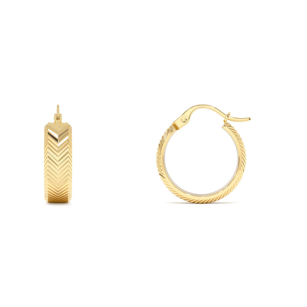 14k Diamond Cut Tetured Hoop Earrings - view 2