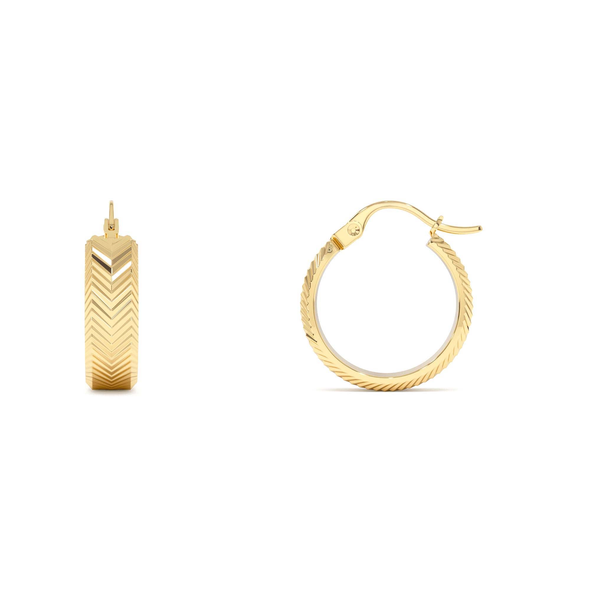 14k Diamond Cut Tetured Hoop Earrings - view 2