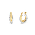 14k Gold and White Gold Twisted Hoops by Orlina Fine