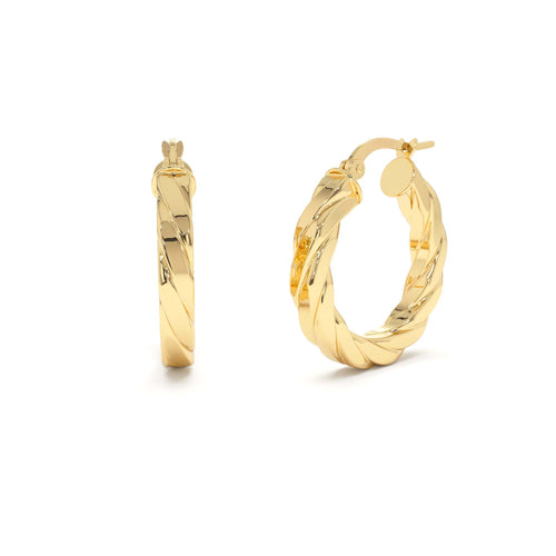 14k Bold Braided Hoop Earrings for Women by Orlina Fine