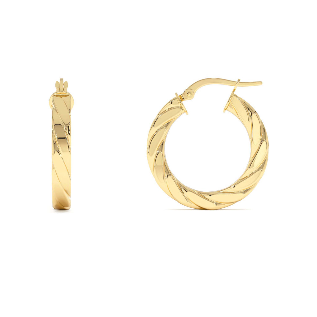 14k Bold Braided Hoop Earrings for Women - view 2