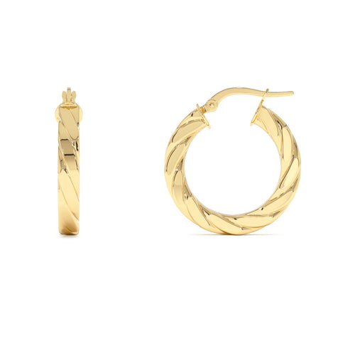 14k Bold Braided Hoop Earrings for Women - view 2