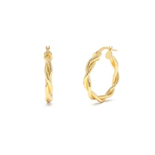 14k Braided Hoop Earrings 20MM by Orlina Fine