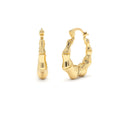 14K Bamboo Style Hoop Earrings by Orlina Fine