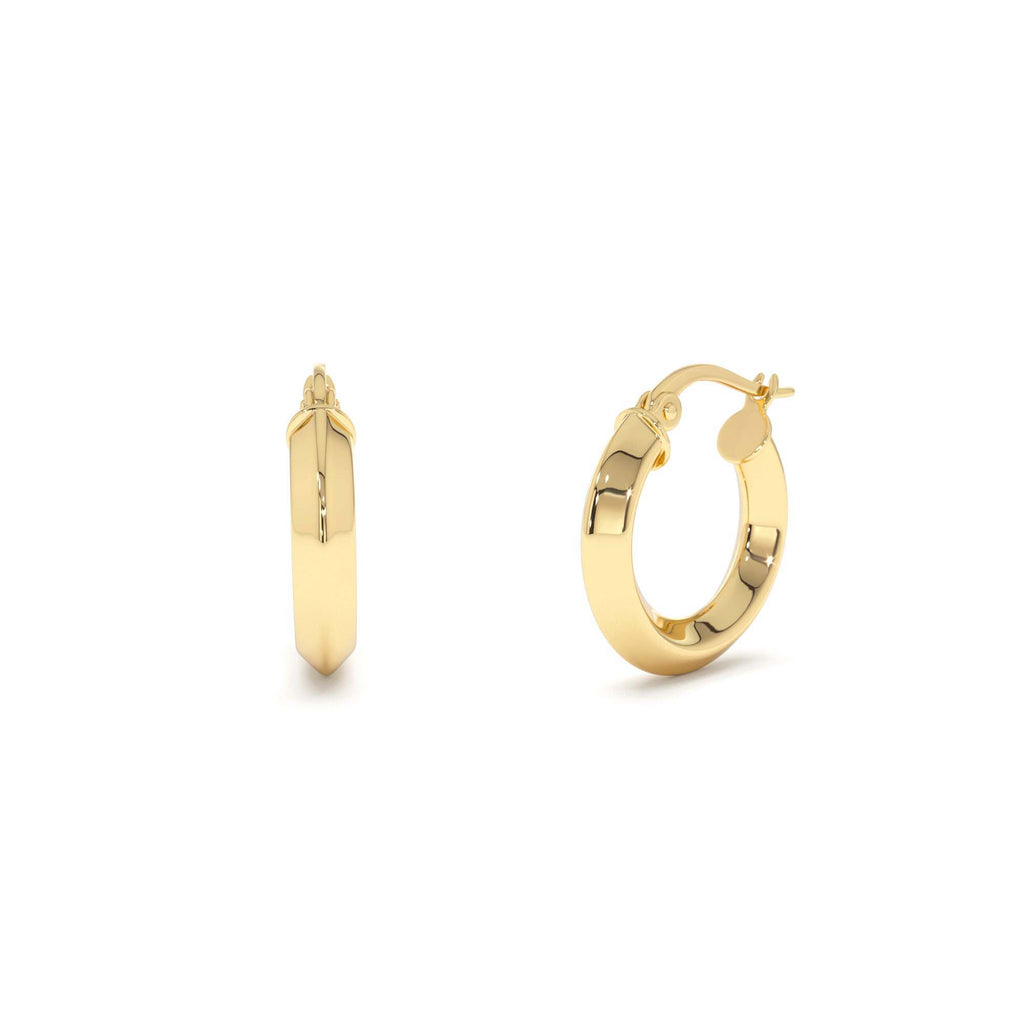 14k Mirror Finish Hoop Earrings by Orlina Fine