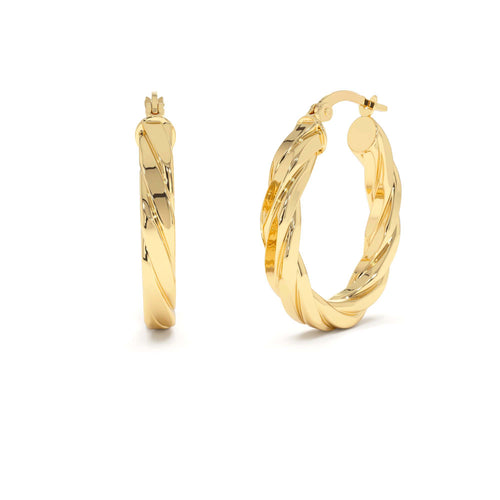 14k Bold Twisted Oval Hoops by Orlina Fine
