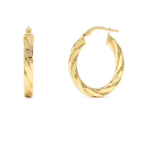 14k Bold Twisted Oval Hoops - view 2