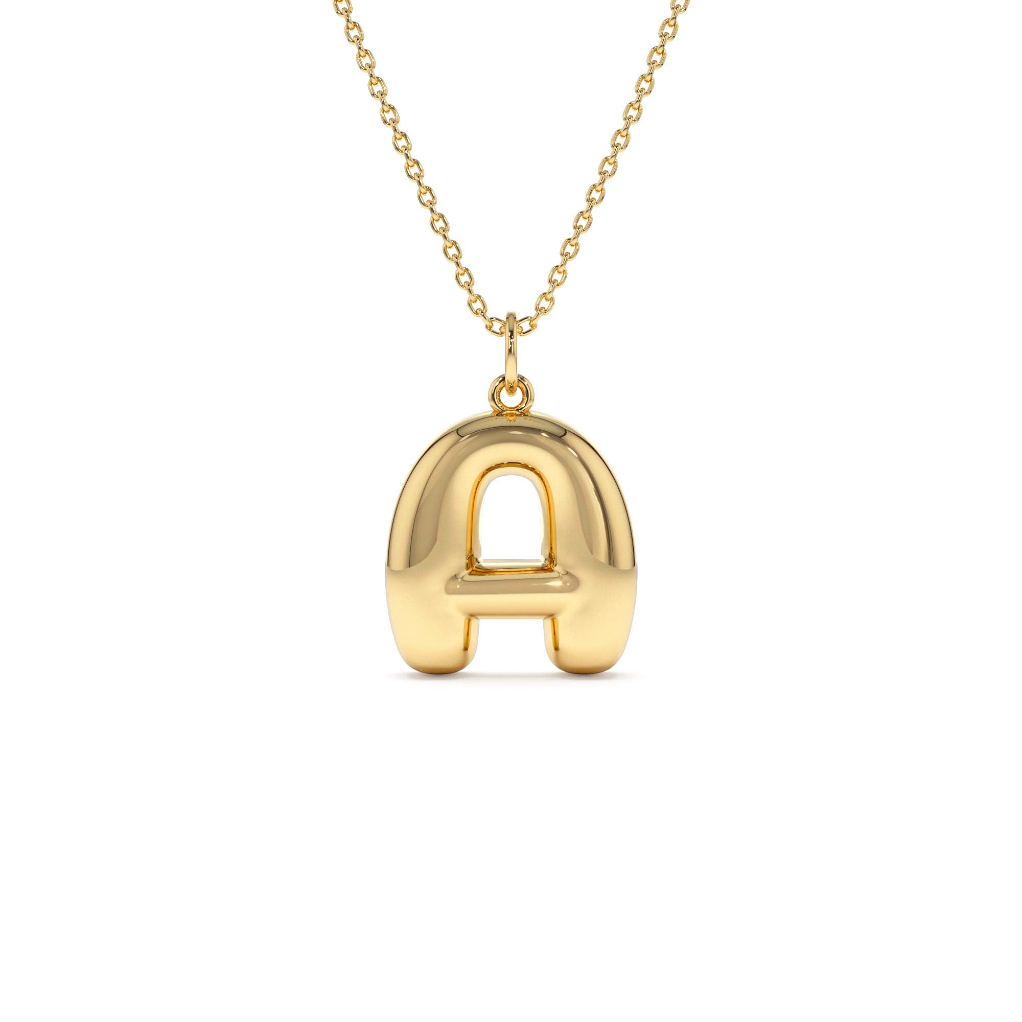 14K 20MM Balloon Initial Letter Pendant by Orlina Fine