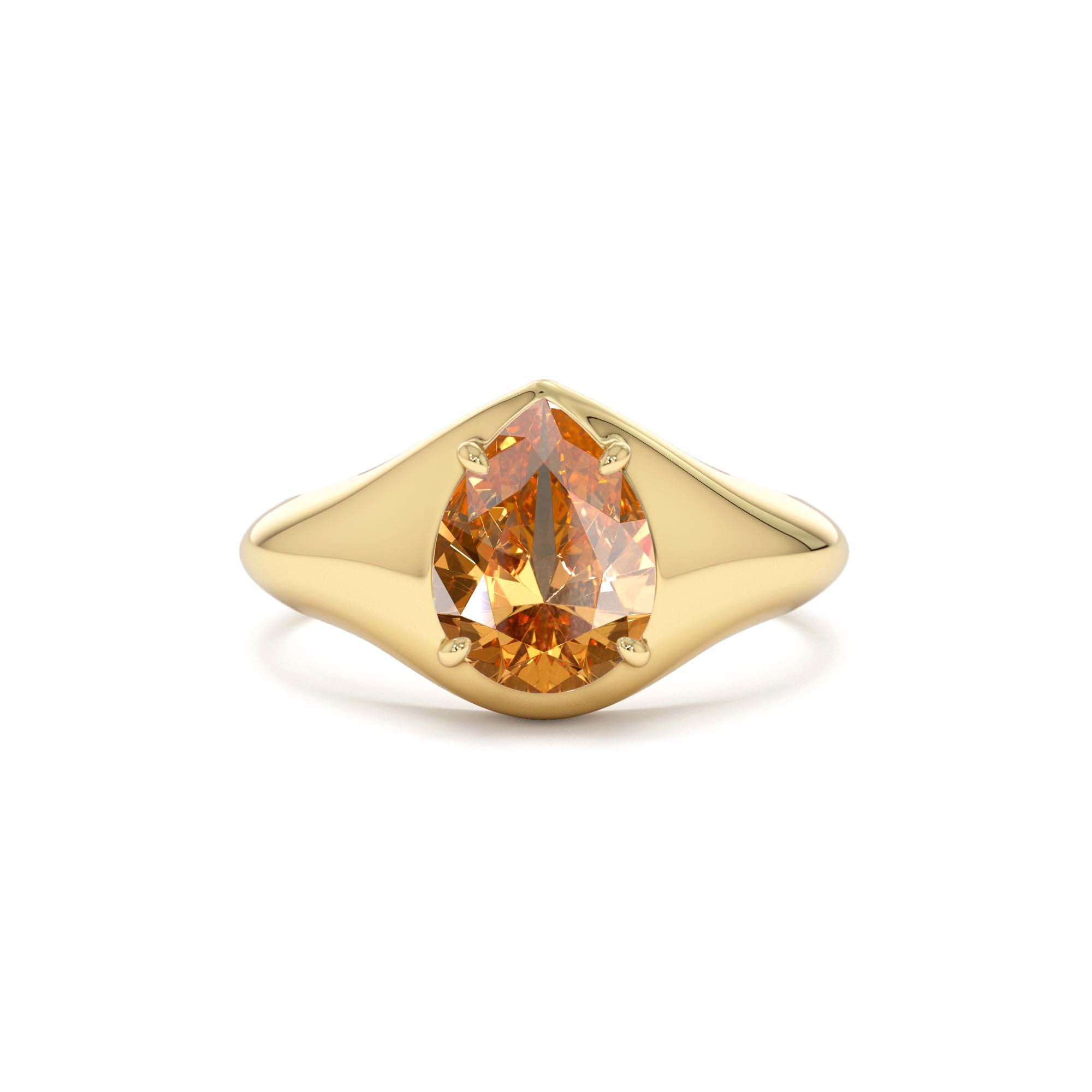 14K Pear Shaped Citrine Statement Ring by Orlina Fine