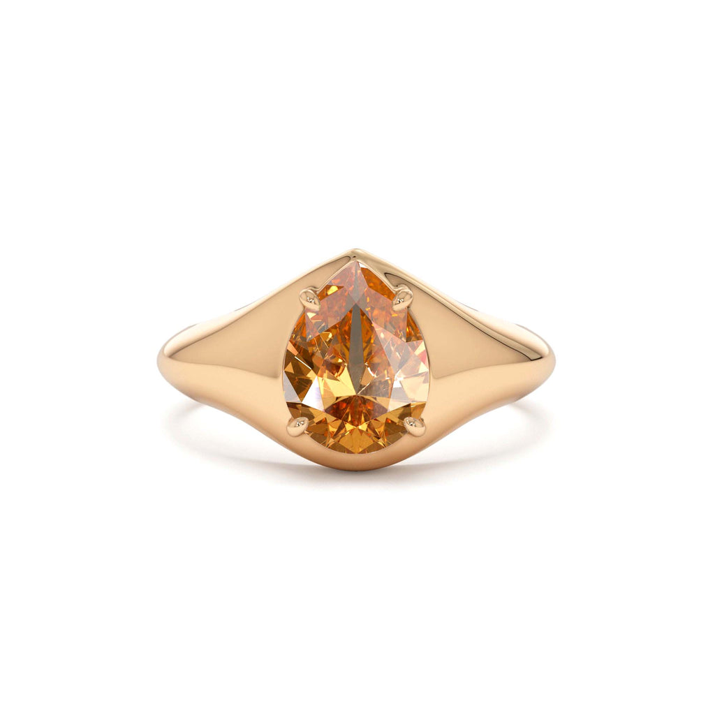 14K Pear Shaped Citrine Statement Ring - view 2