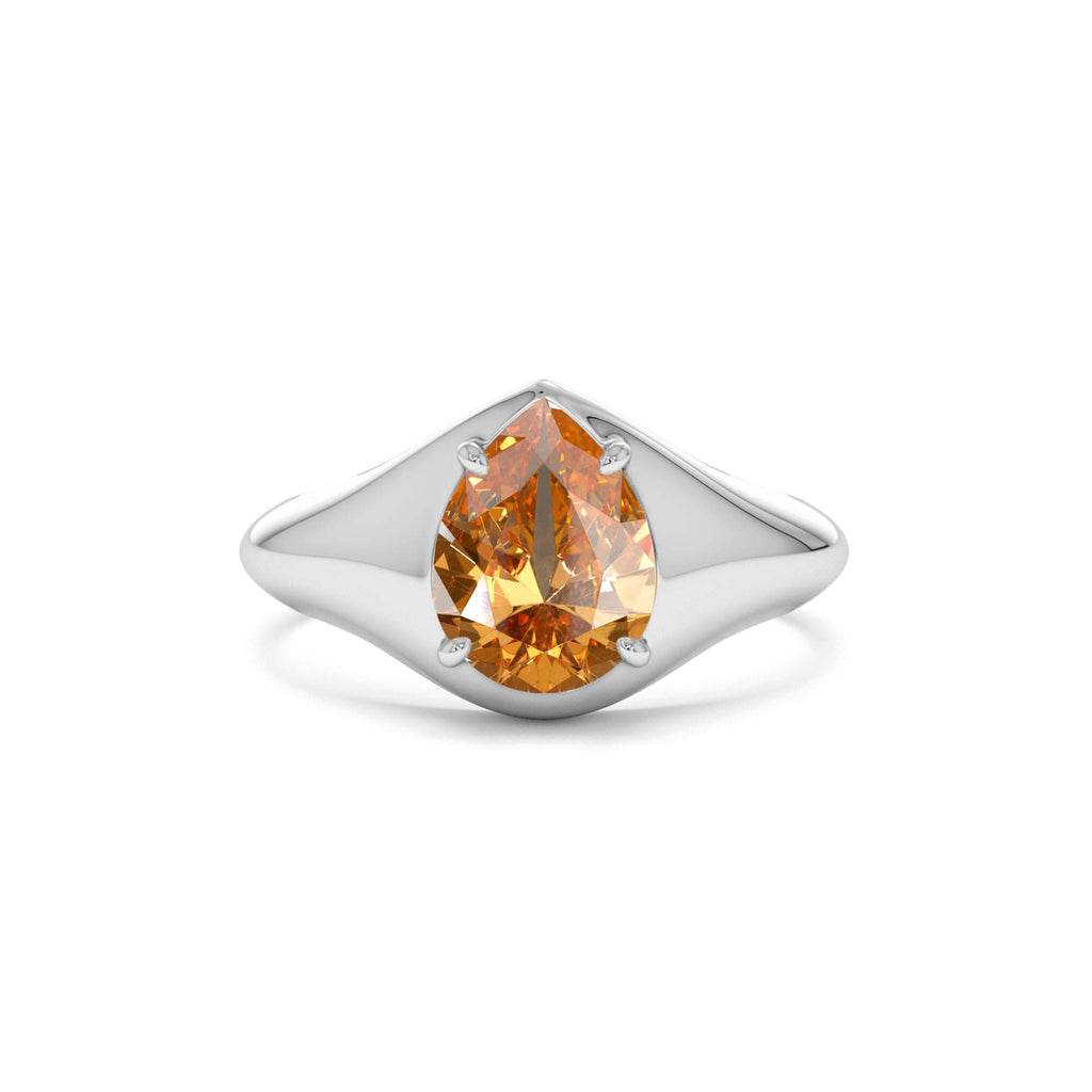 14K Pear Shaped Citrine Statement Ring - view 3