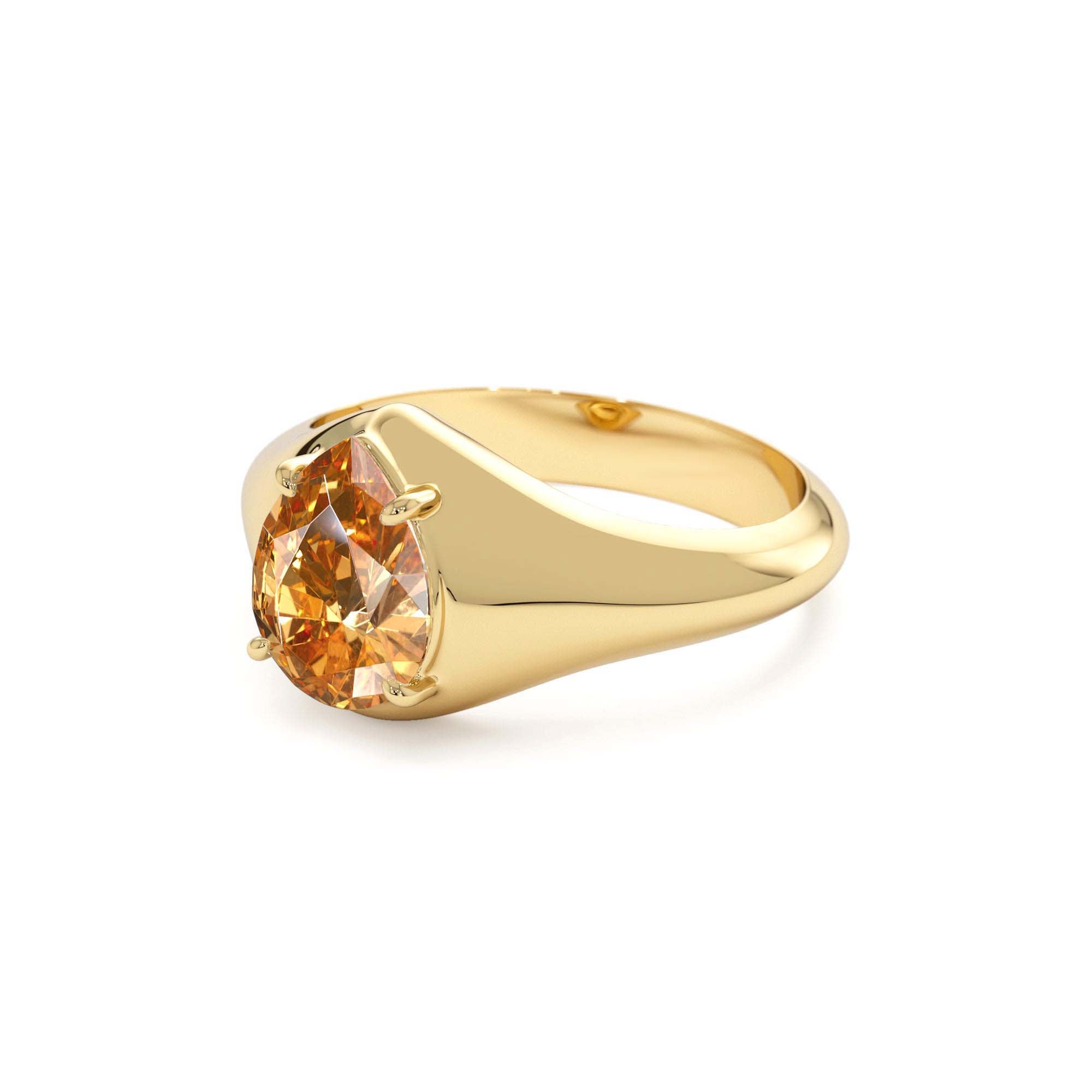 14K Pear Shaped Citrine Statement Ring - view 4