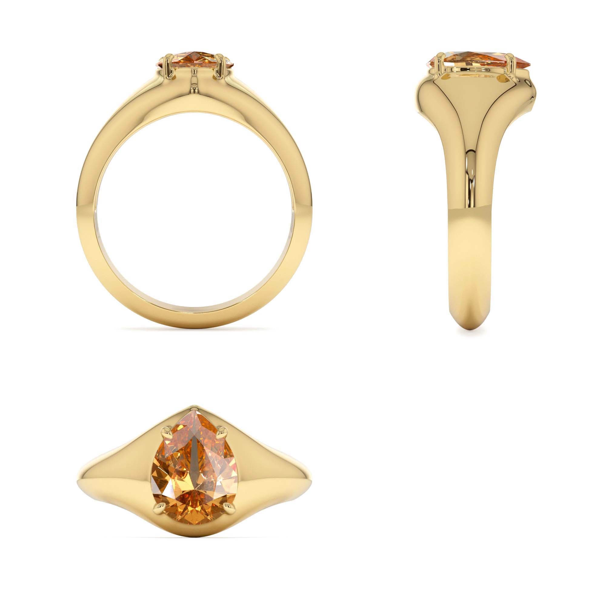 14K Pear Shaped Citrine Statement Ring - view 5