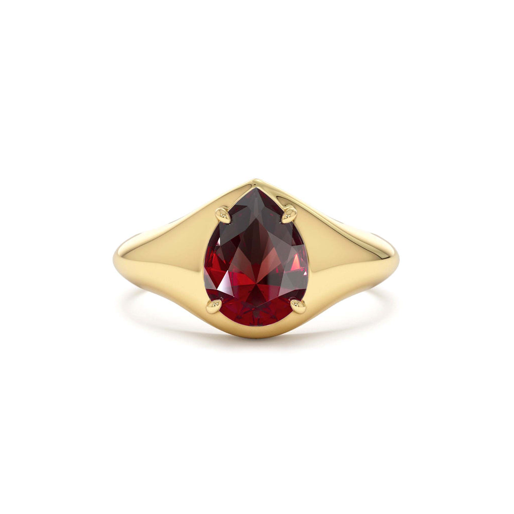 14K Pear Shaped Garnet Statement Ring by Orlina Fine
