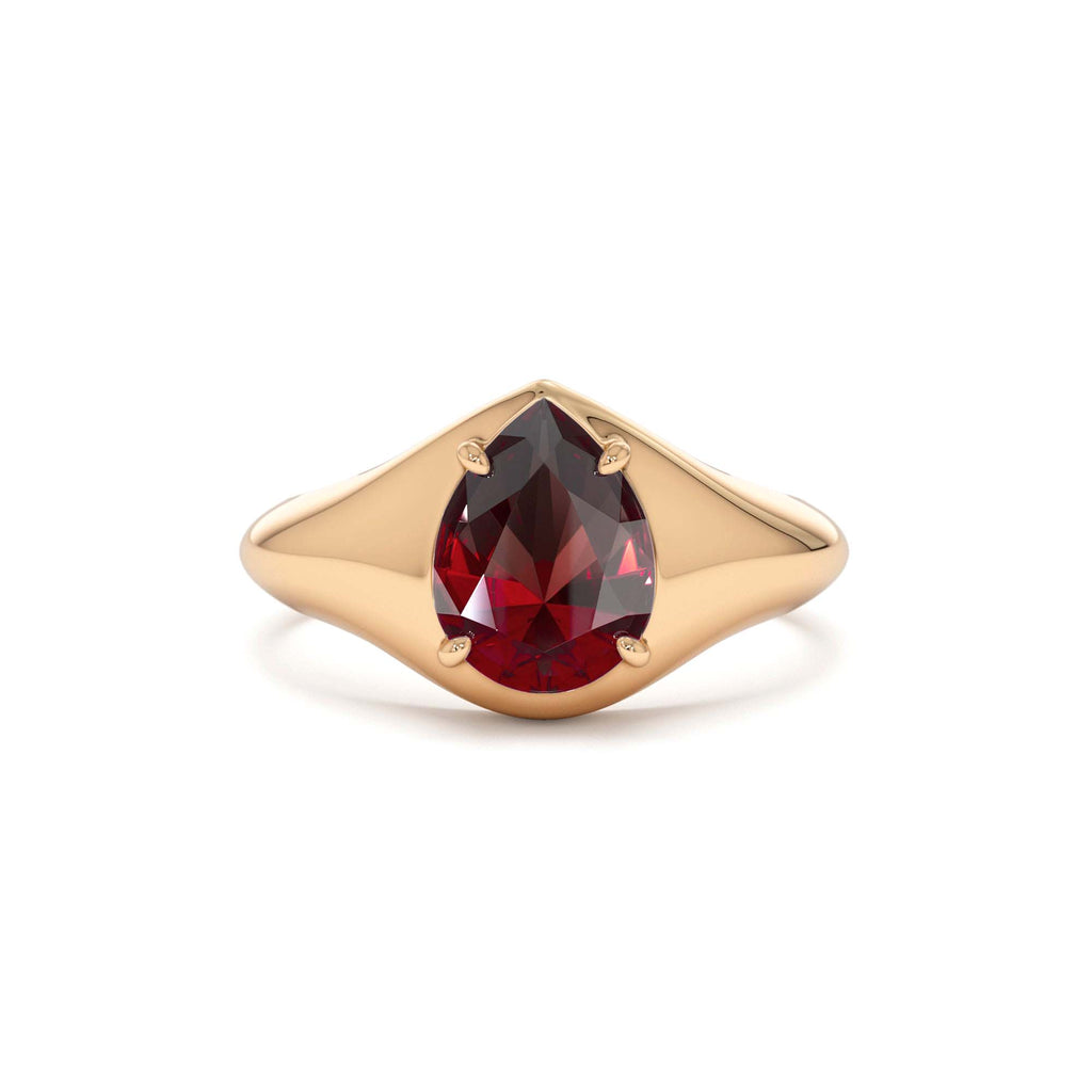 14K Pear Shaped Garnet Statement Ring - view 2