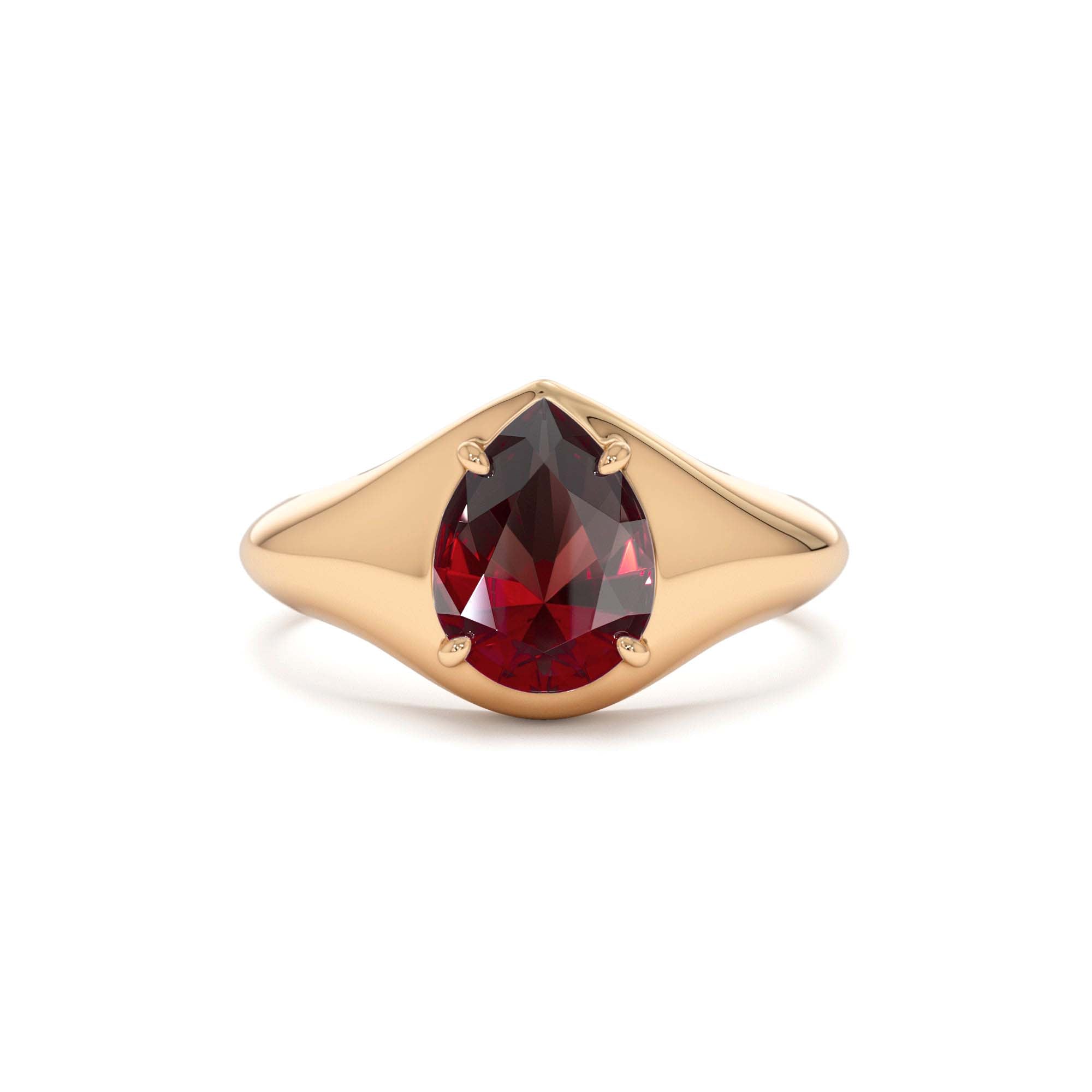 14K Pear Shaped Garnet Statement Ring - view 2