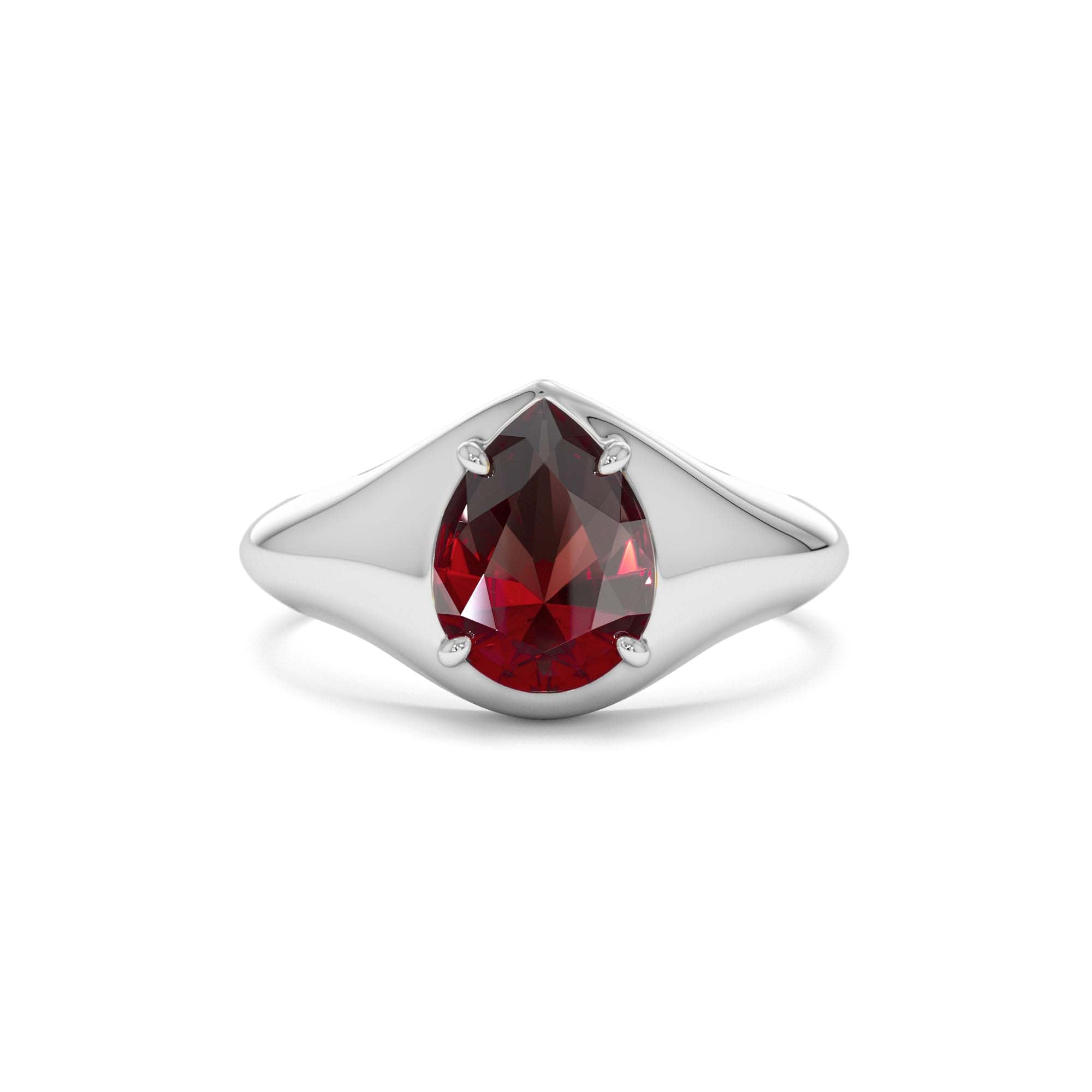 14K Pear Shaped Garnet Statement Ring - view 3