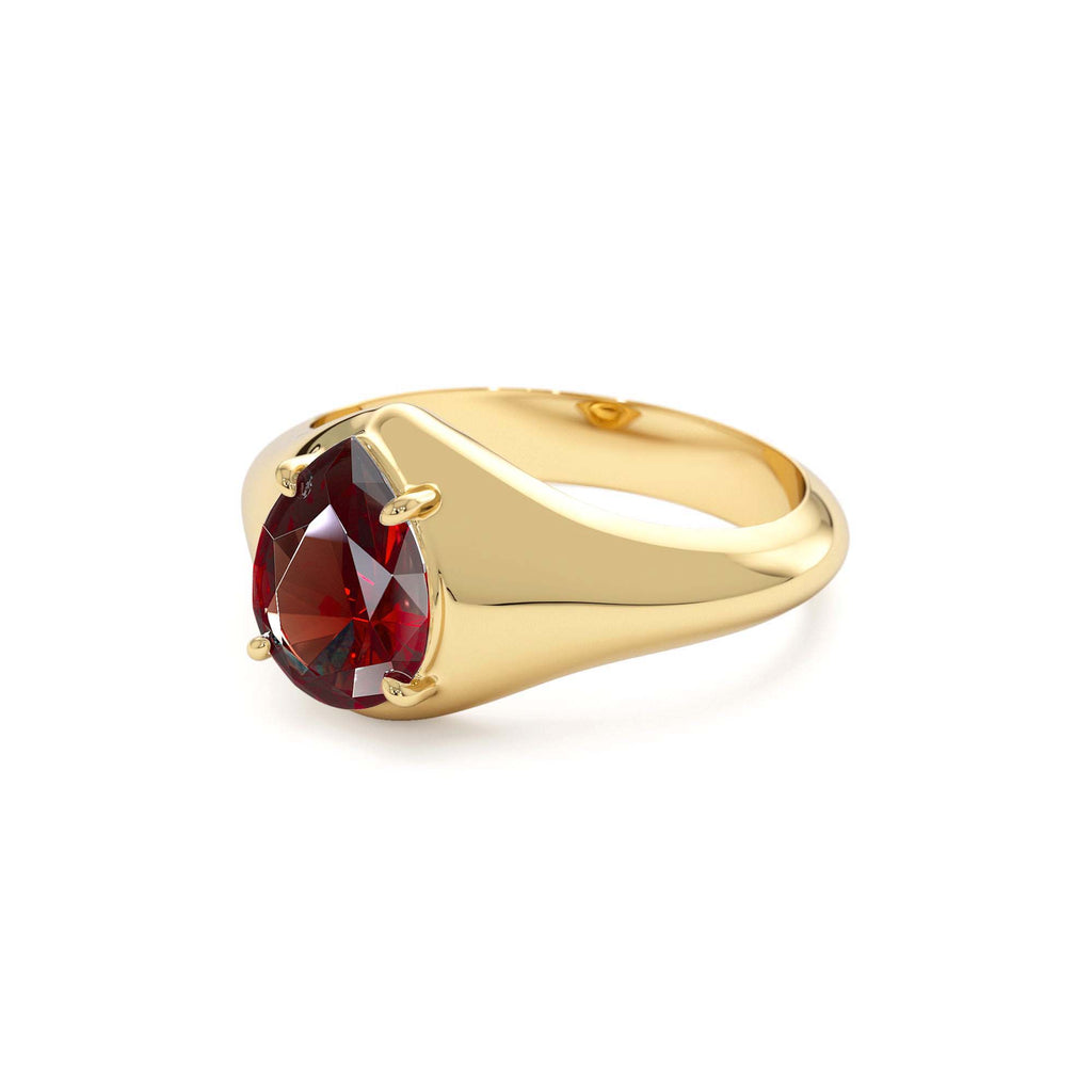 14K Pear Shaped Garnet Statement Ring - view 4