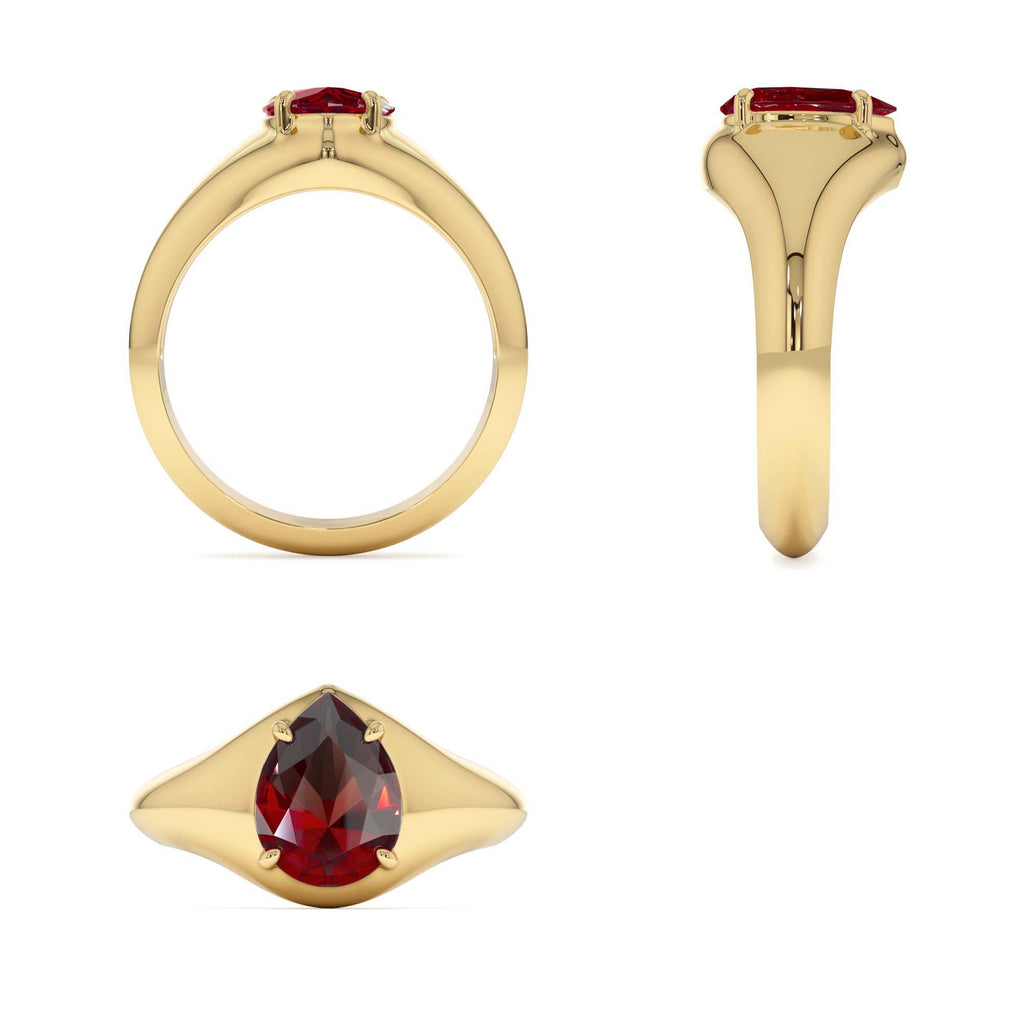 14K Pear Shaped Garnet Statement Ring - view 5