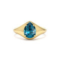 14K Pear Shaped London Blue Topaz Statement Ring by Orlina Fine