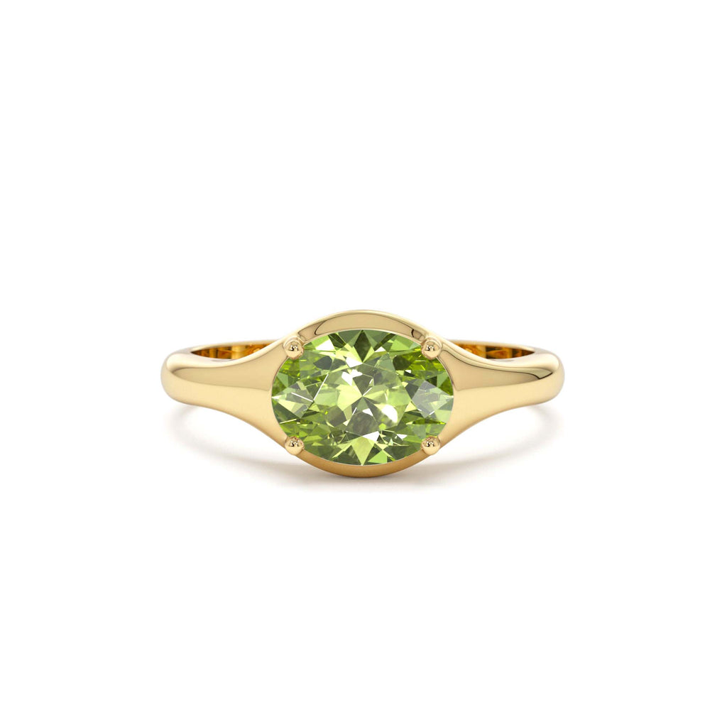 14K Oval Shape Prong Setting Peridot Ring by Orlina Fine