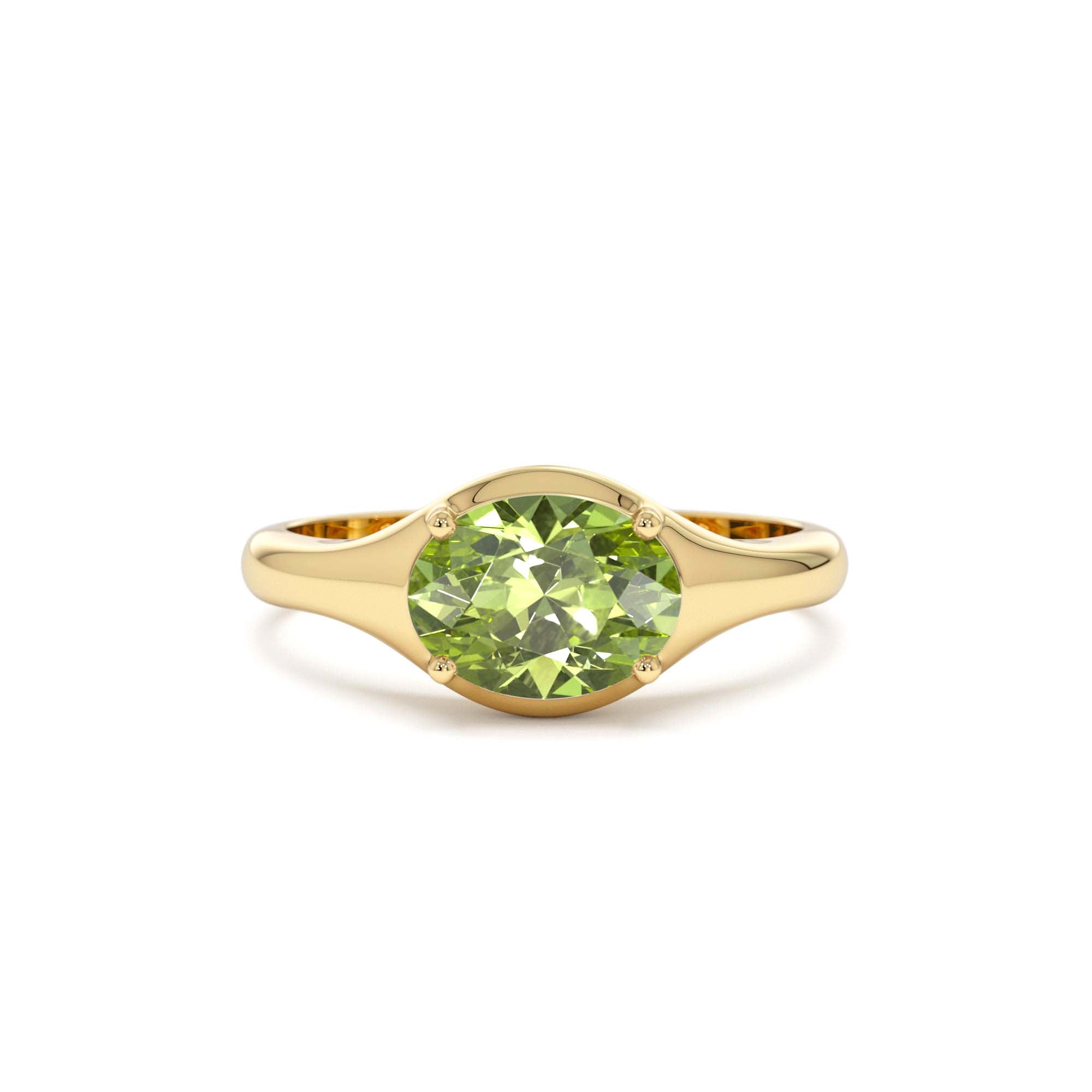14K Oval Shape Prong Setting Peridot Ring by Orlina Fine