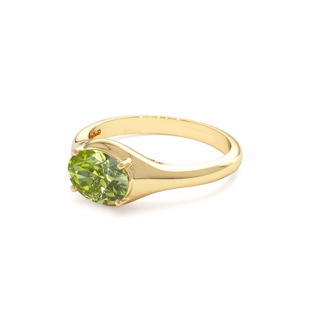 14K Oval Shape Prong Setting Peridot Ring - view 4