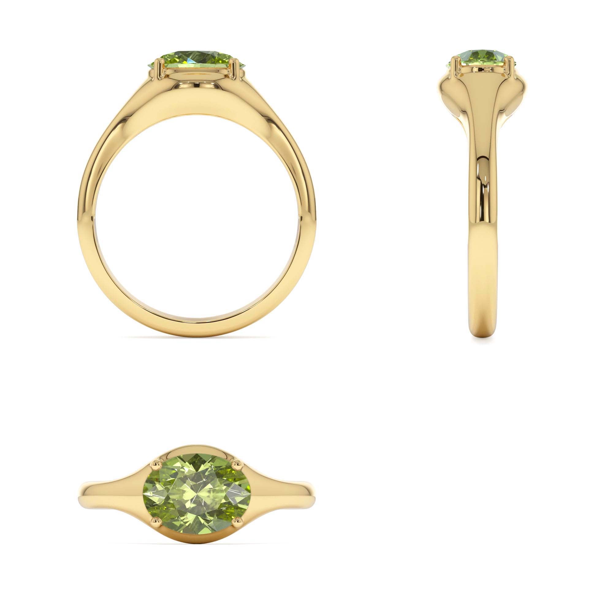 14K Oval Shape Prong Setting Peridot Ring - view 5