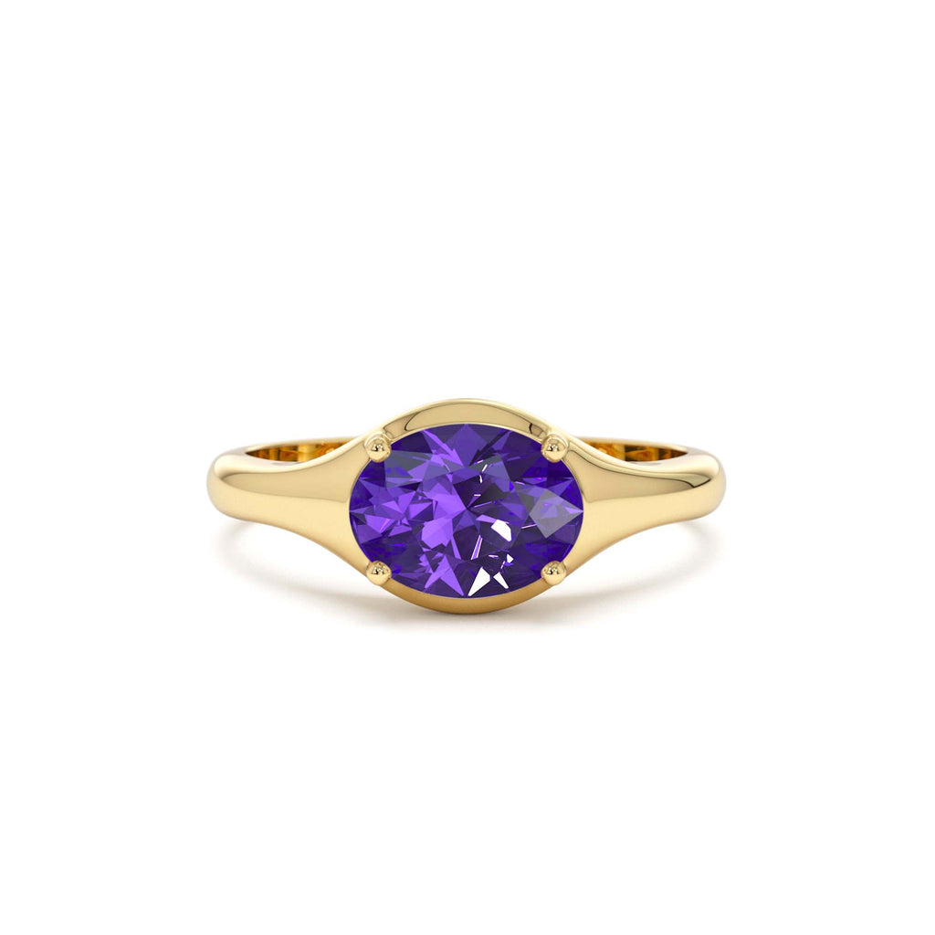14K Oval Shape Prong Setting Amethyst Ring by Orlina Fine