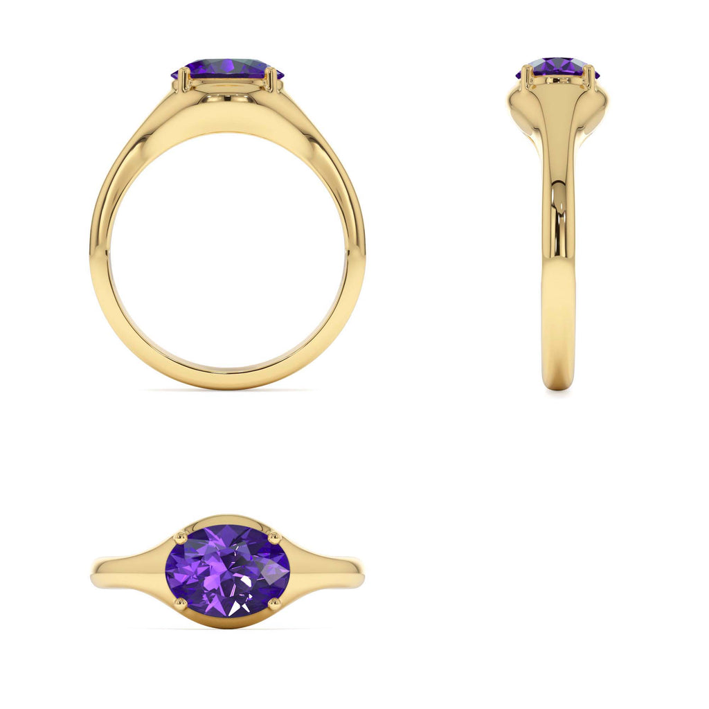14K Oval Shape Prong Setting Amethyst Ring - view 5