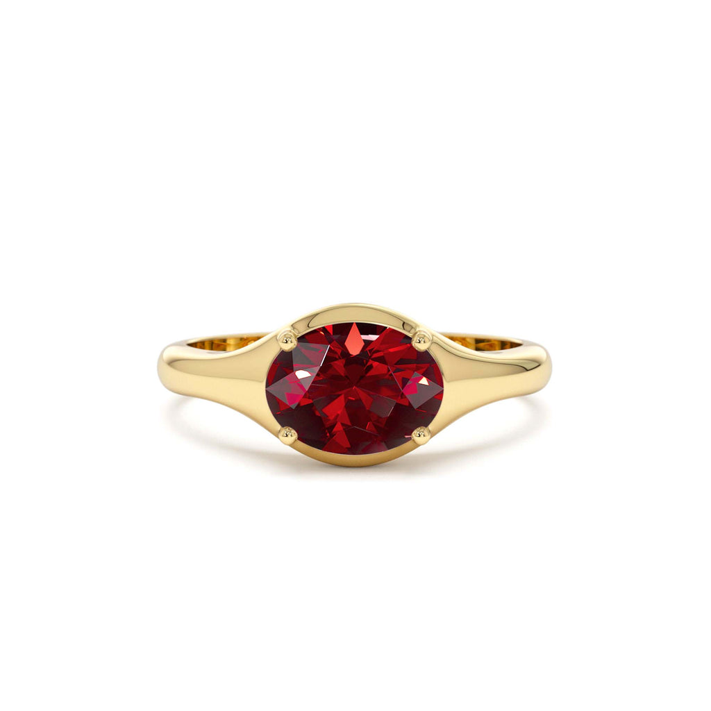 14K Oval Shape Prong Setting Garnet Ring by Orlina Fine
