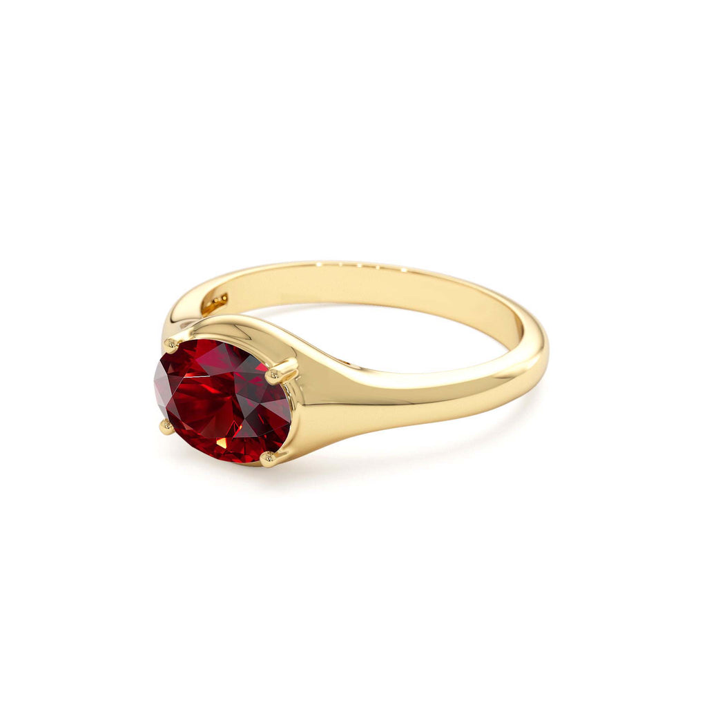 14K Oval Shape Prong Setting Garnet Ring - view 4