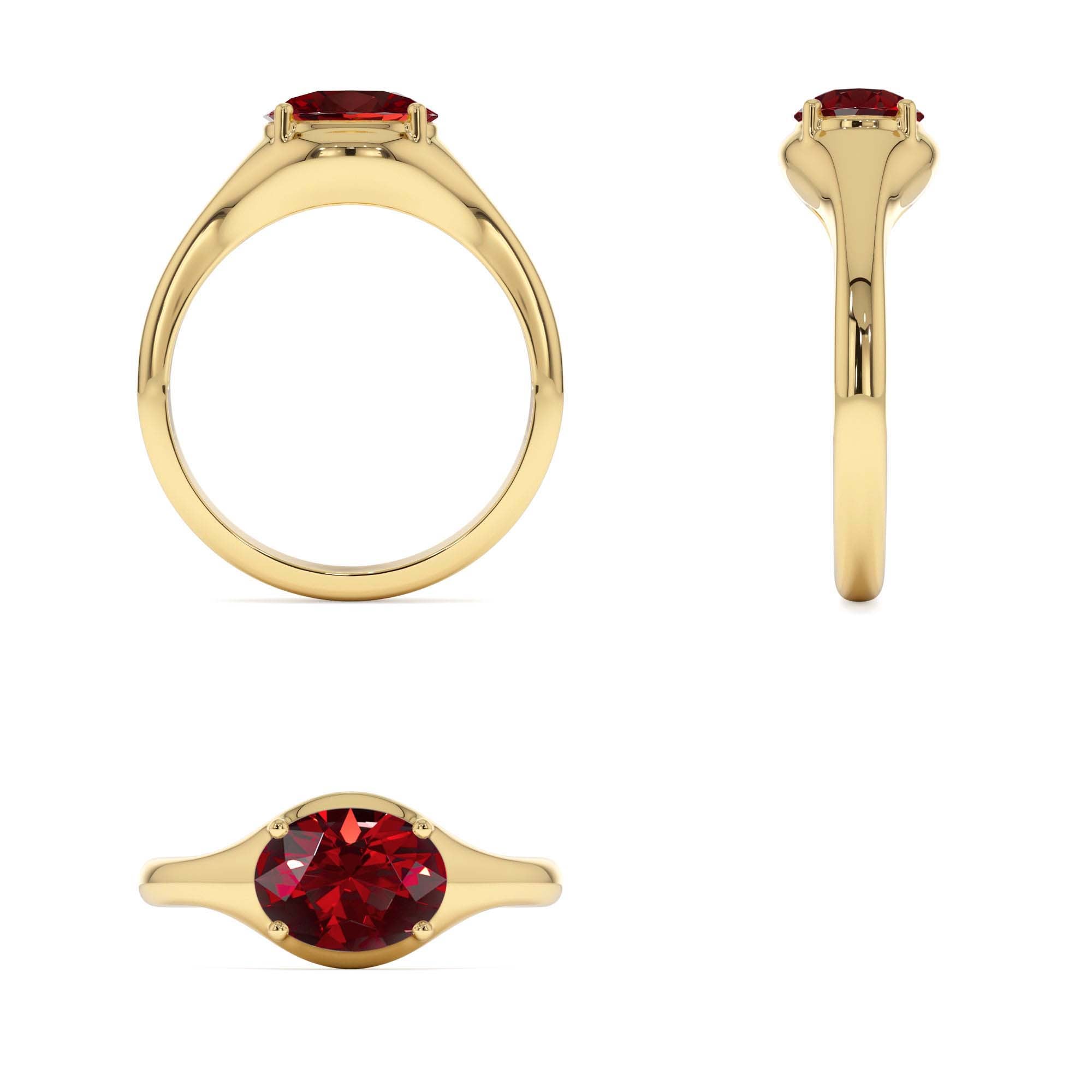 14K Oval Shape Prong Setting Garnet Ring - view 5