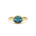 14K Oval Shape Prong Setting London Blue Topaz Ring by Orlina Fine