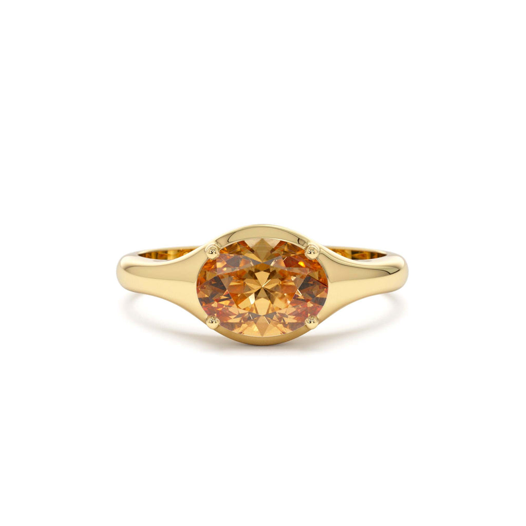 14K Oval Shape Prong Setting Citrine Ring by Orlina Fine