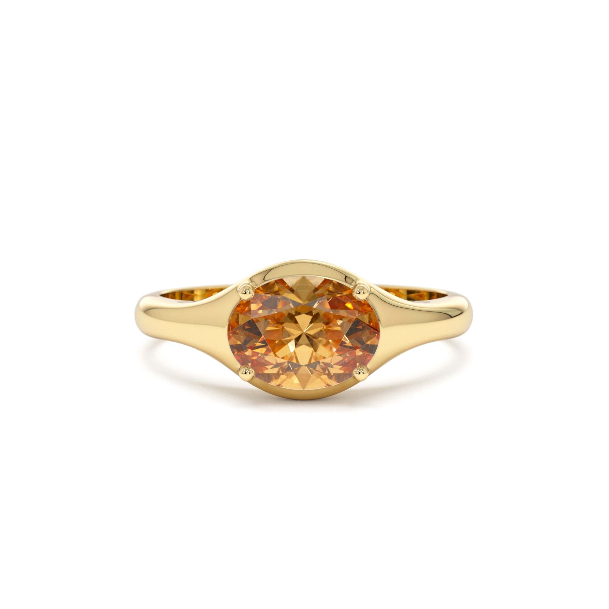 14K Oval Shape Prong Setting Citrine Ring by Orlina Fine