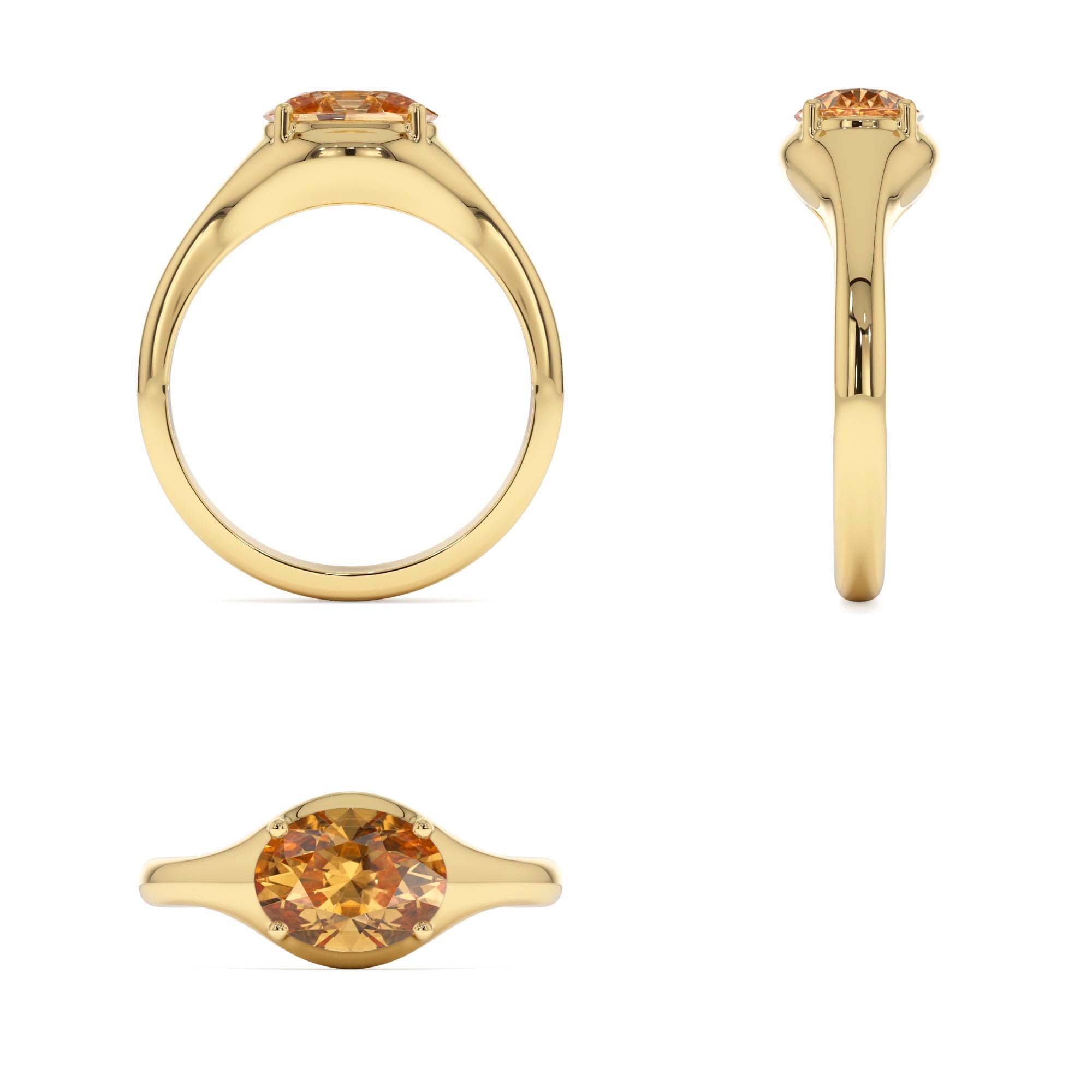 14K Oval Shape Prong Setting Citrine Ring - view 4