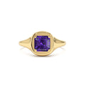 14K Asscher Cut Amethyst Signet Ring by Orlina Fine