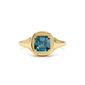 14K Asscher Cut London Blue Topaz Signet Ring by Orlina Fine