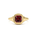 14K Asscher Cut Garnet Signet Ring by Orlina Fine