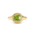 14K Asscher Cut Peridot Signet Ring by Orlina Fine