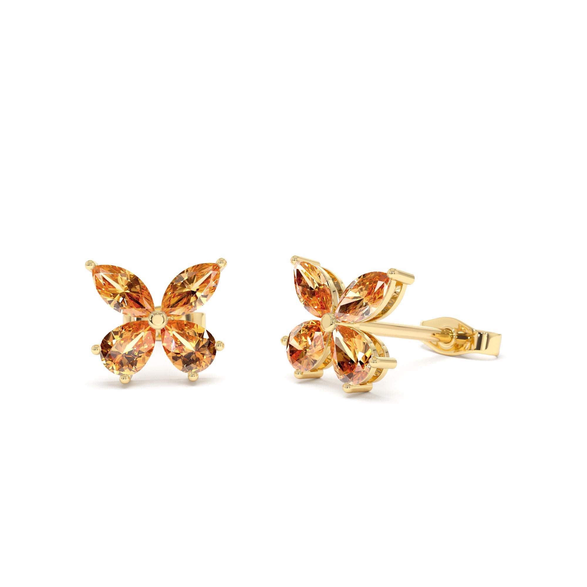 14K Citrine Butterfly Stud Earrings by Orlina Fine