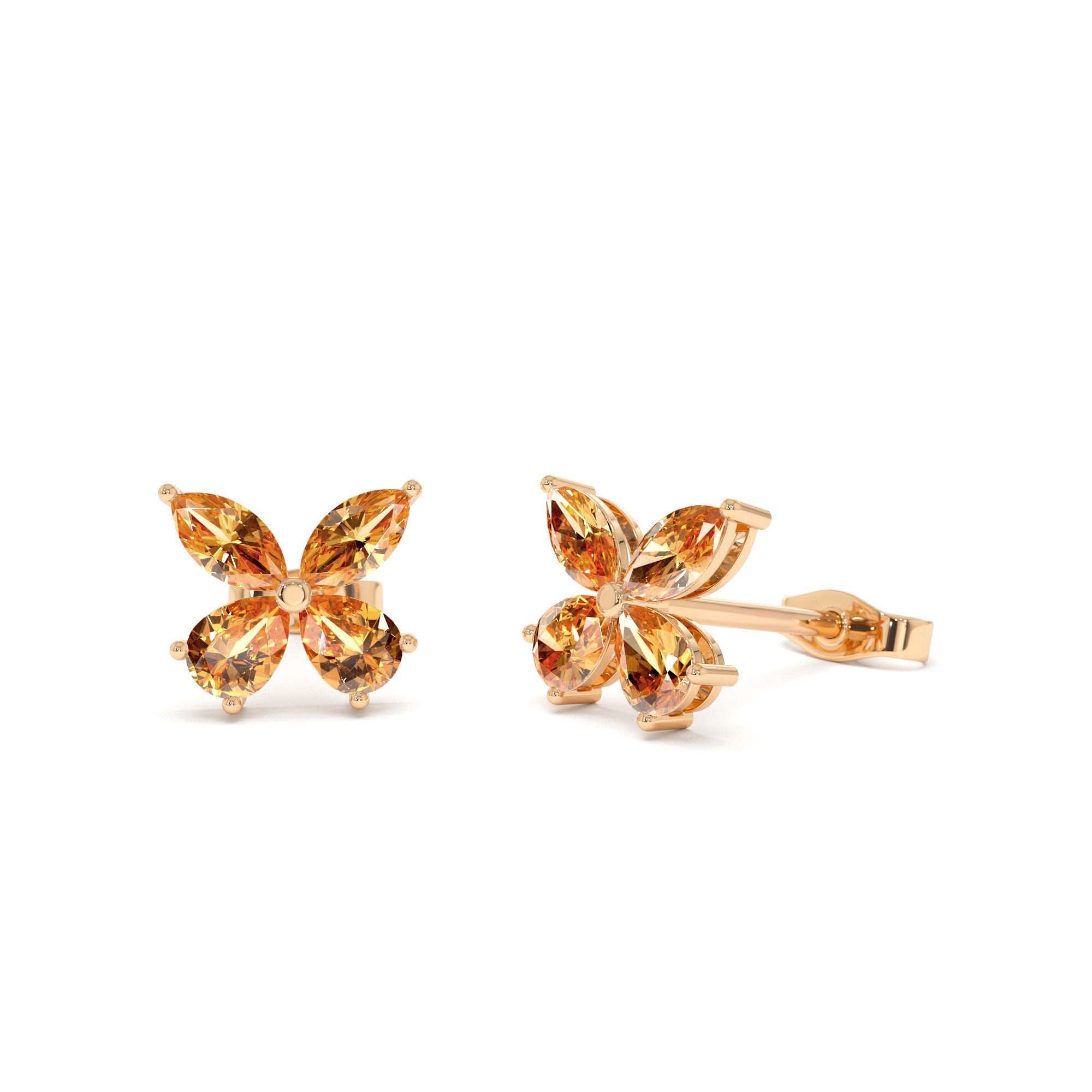 14K Citrine Butterfly Stud Earrings - view 2