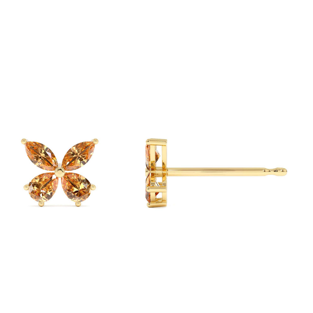 14K Citrine Butterfly Stud Earrings - view 4