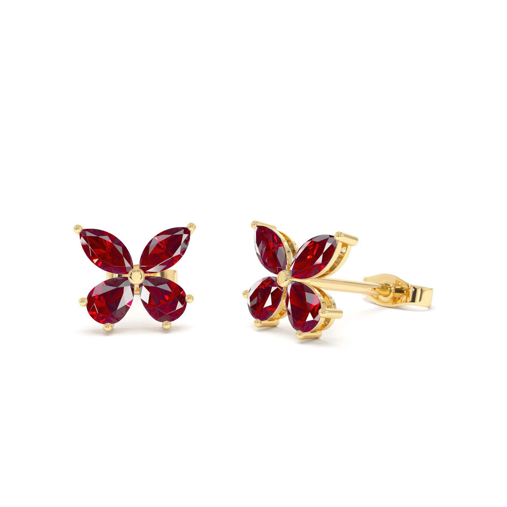 14K Garnet Butterfly Stud Earrings by Orlina Fine