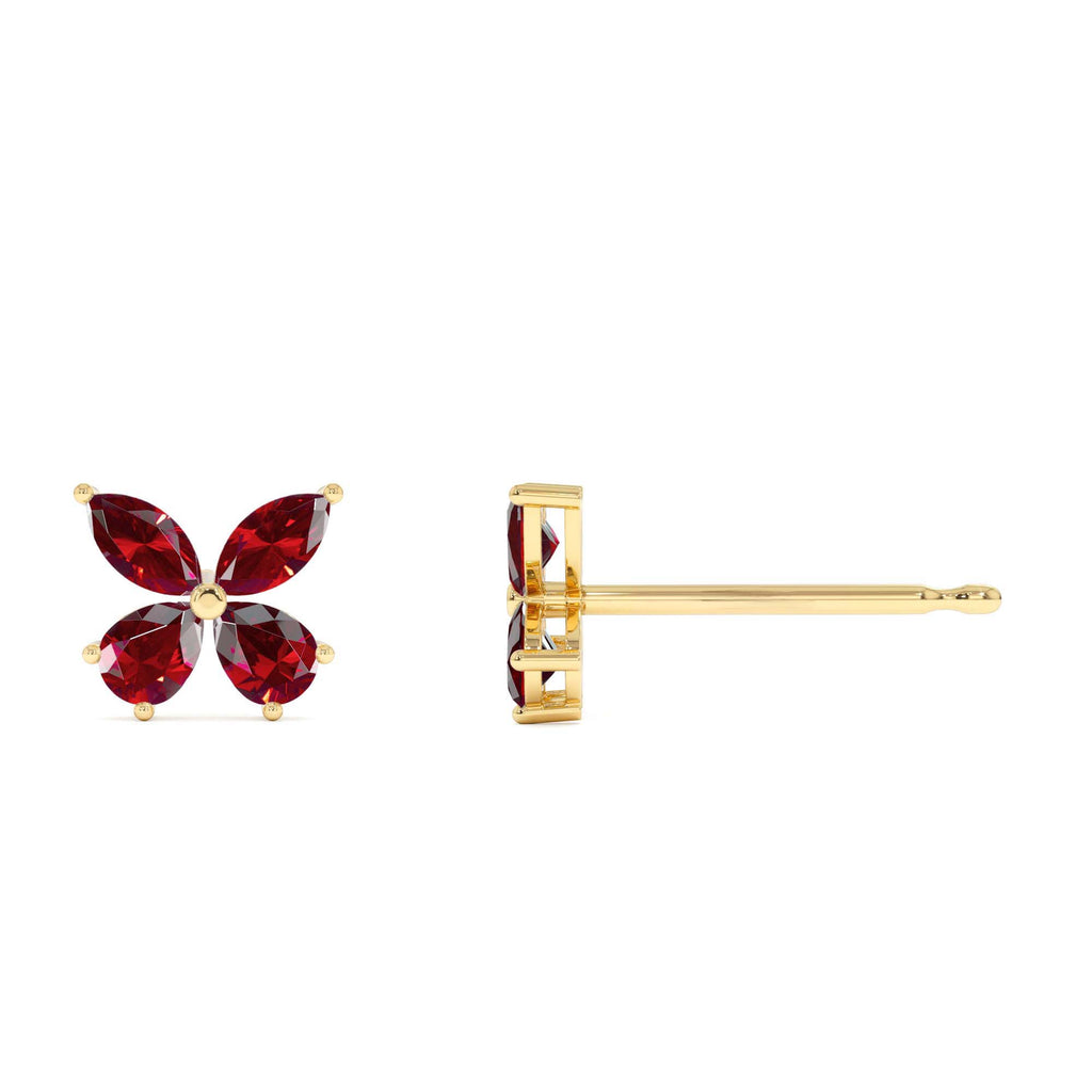14K Garnet Butterfly Stud Earrings - view 4