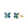14K London Blue Topaz Butterfly Stud Earrings by Orlina Fine