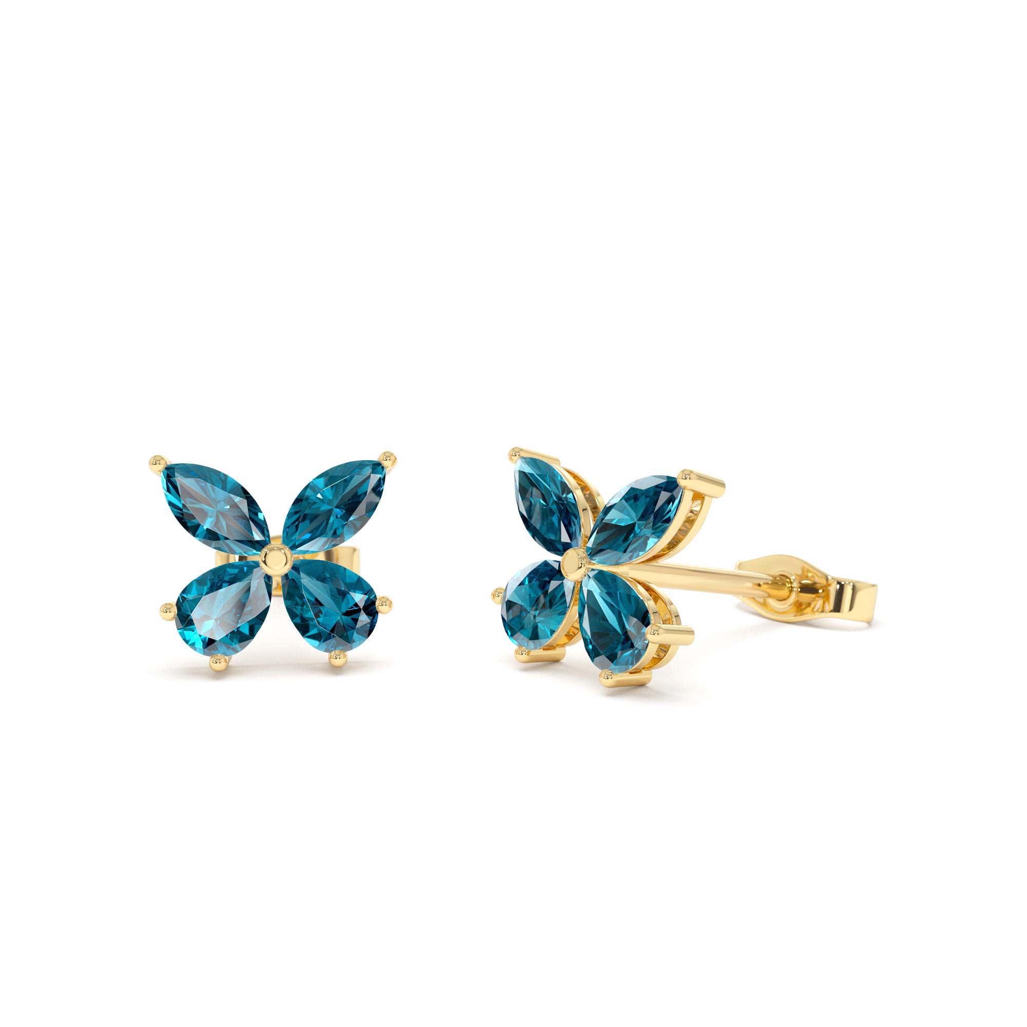 14K London Blue Topaz Butterfly Stud Earrings by Orlina Fine
