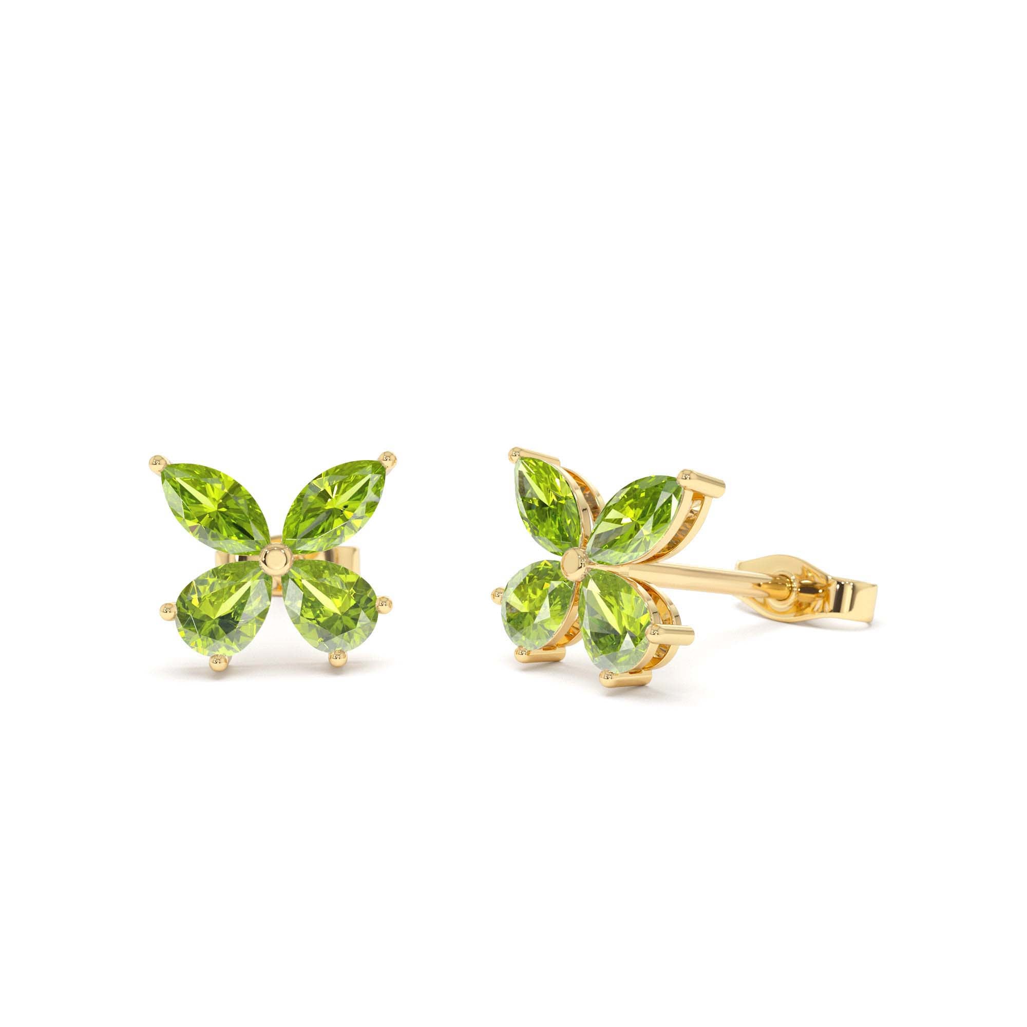 14K Peridot Butterfly Stud Earrings by Orlina Fine